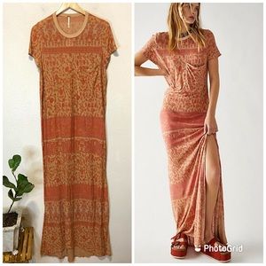 NWT Free People Orchid Haze Crewneck T-shirt Pocket Maxi Dress Small